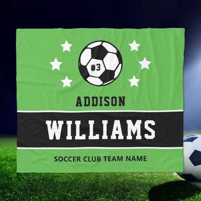 Personalized Grass Green Soccer Player Name Fleece Blanket (Creator Uploaded)