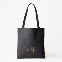 Personalized Grateful Black Gold Script Gratitude