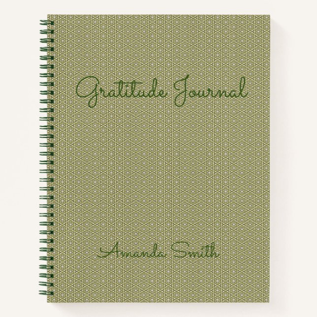 Personalized Gratitude Journal, Green Notebook (Front)