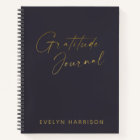 Personalized Gratitude Journal in Indigo Blue Gold