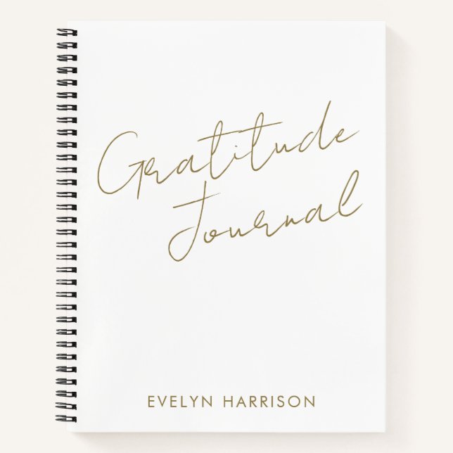 Personalized Gratitude Journal in White and Gold (Front)