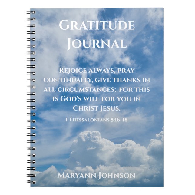 Personalized Gratitude Journal with Blue Sky (Front)