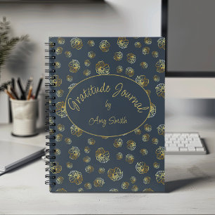Personalized Gratitude Journal With Gold Flowers