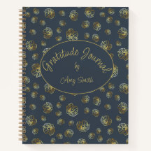 Personalized Gratitude Journal With Gold Flowers