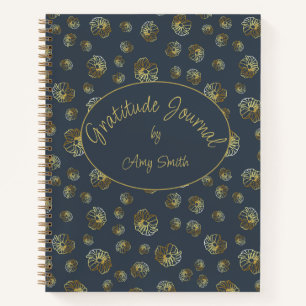 Personalized Gratitude Journal With Gold Flowers