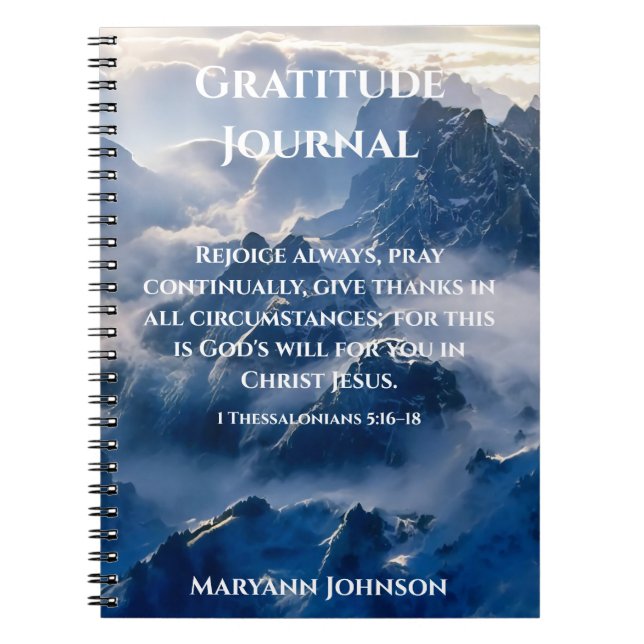 Personalized Gratitude Journal with Mountains (Front)