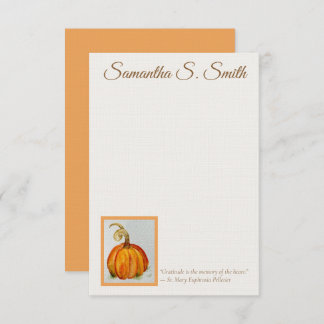 Personalized Gratitude Pumpkin Flat Note Card
