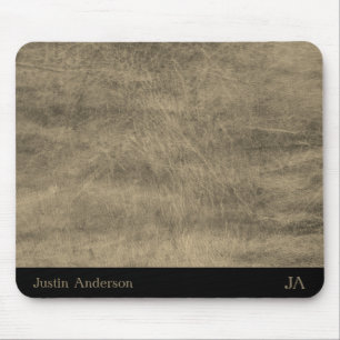 Personalized Gray Leather Mouse Mat with Initials