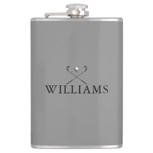Personalized Gray Name Golf Clubs Hip Flask
