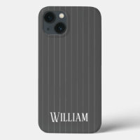 Personalized gray pinstripes Case-Mate iPhone case