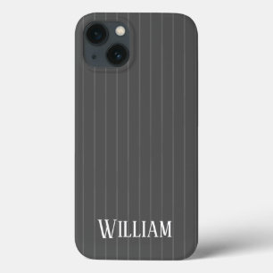 Personalized gray pinstripes Case-Mate iPhone case