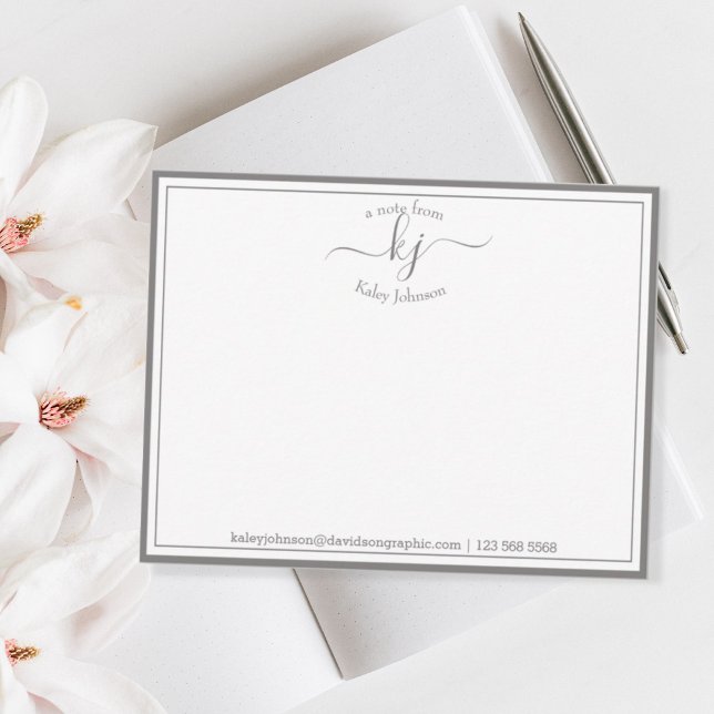 Personalized Gray White From The Desk Of Note Card (Creator Uploaded)