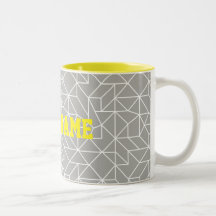 Personalized Gray & Yellow Geometric Mug
