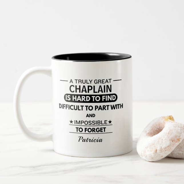 Personalized Great Chaplain Appreciation  Two-Tone Coffee Mug (With Donut)