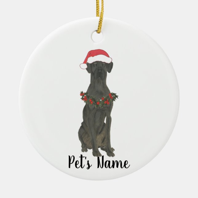 Personalized Great Dane (Black) Ceramic Ornament (Front)