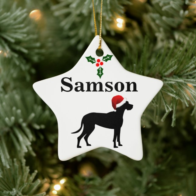 Personalized Great Dane Dog Christmas Ceramic Ornament (Tree)