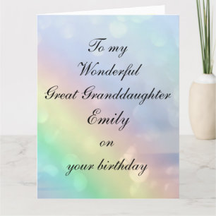 Personalized Great Granddaughter Birthday Card