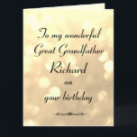 Personalized Great Grandfather Birthday Card<br><div class="desc">Stylish personalized Birthday Greeting Card for Great Grandfather</div>