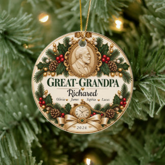 Personalized Great-Grandpa Christmas Keepsake Ceramic Ornament