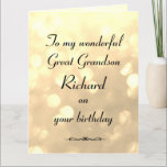 Personalized Great Grandson Birthday Card<br><div class="desc">Stylish personalized Birthday Greeting Card for Great Grandson.</div>