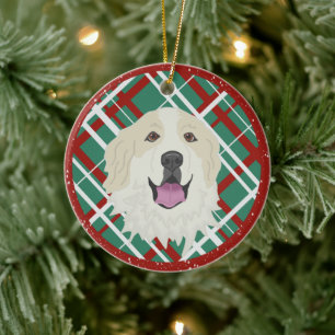 Personalized Great Pyrenees Badger Markings Ceramic Ornament
