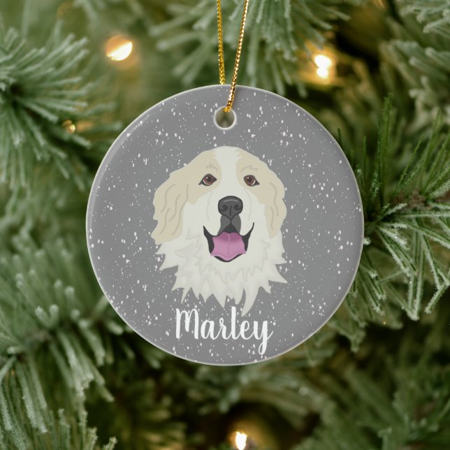 Personalized Great Pyrenees Badger Markings  Ceramic Ornament (Tree)