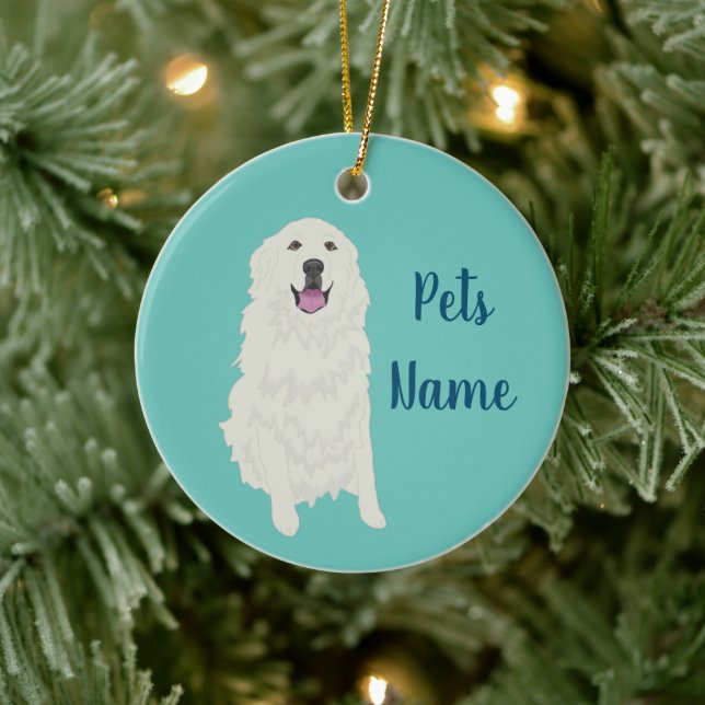 Personalized Great Pyrenees Ceramic Ornament (Tree)