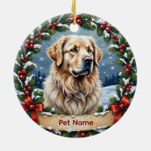Personalized Great Pyrenees Christmas Ceramic Ornament