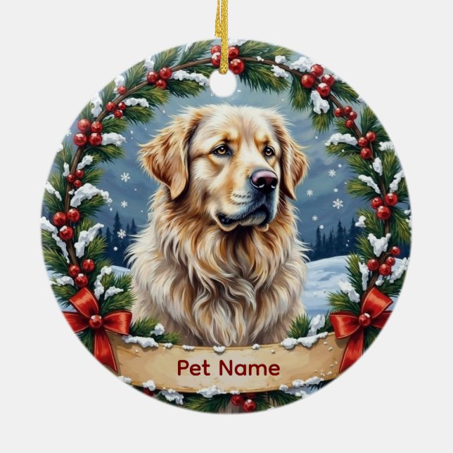 Personalized Great Pyrenees Christmas Ceramic Ornament (Back)