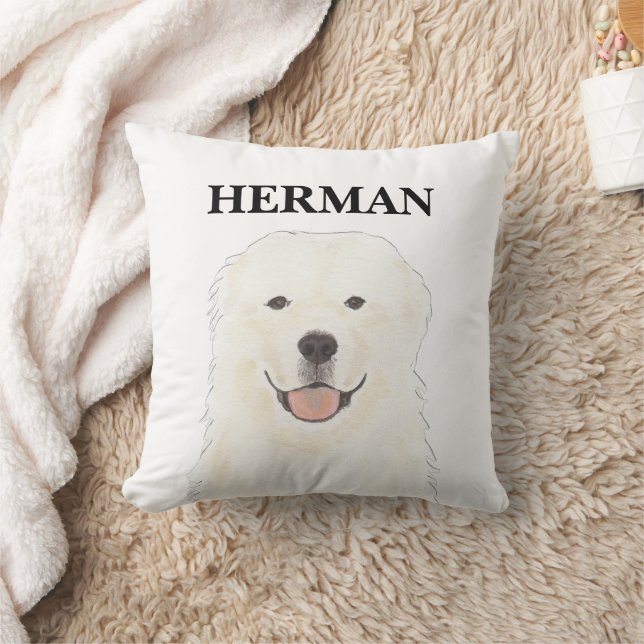 Personalized Great Pyrenees Dog Reversible Throw Pillow (Blanket)