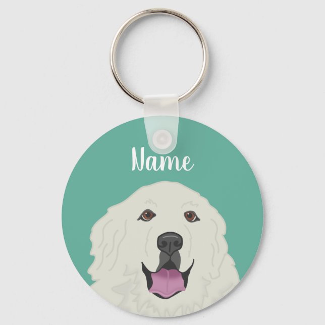 Personalized Great Pyrenees Keychain (Front)