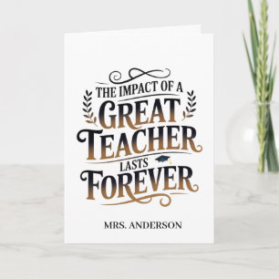 Personalized Great Teacher Lasts Forever Gift Card