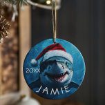 Personalized Great White Shark Ocean  Ceramic Ornament<br><div class="desc">This design may be personalized in the area provided by changing the photo and/or text. Or it can be customized by clicking Personalize this Template and then choosing the click to customize further option and delete or change the colour of the background, add text, change the text colour or style,...</div>