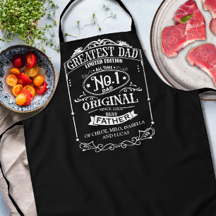 Personalized Greatest Dad, Black and White Apron
