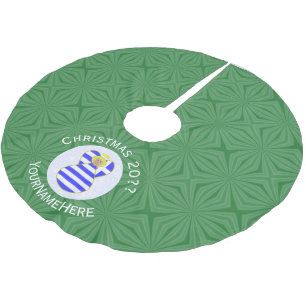 Personalized Greek Blonde Angel Christmas Flag Brushed Polyester Tree Skirt