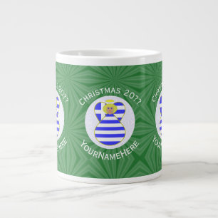 Personalized Greek Blonde Angel Christmas Flag  Large Coffee Mug