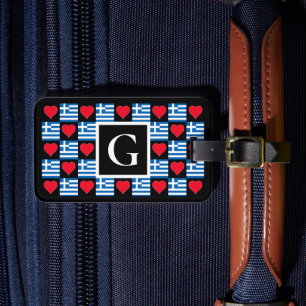 Personalized Greek Flag Custom Letter Greece Luggage Tag