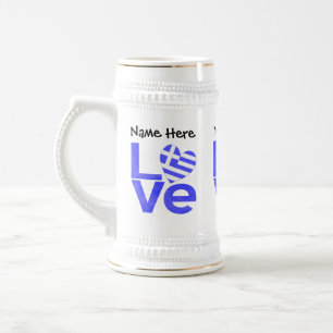 Personalized Greek Flag Heart Blue LOVE Beer Stein