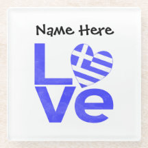 Personalized Greek Flag Heart Blue LOVE