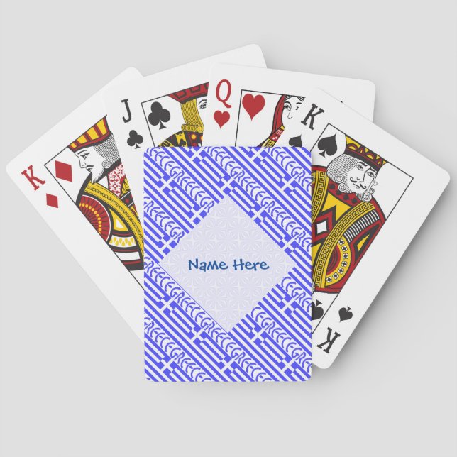 Personalized Greek Flag Tiled Playing Cards (Back)