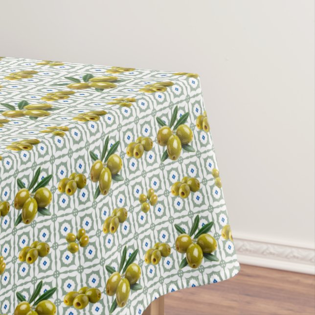 Personalized Greek Tiled Olives Tablecloth (In Situ)
