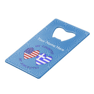 Personalized Greek USA Country Ancestry Wallet Bottle Opener