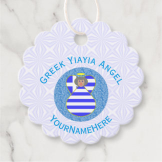 Personalized Greek Yiayia Angel Flag Favour Tags