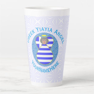 Personalized Greek Yiayia Angel Flag Latte Mug
