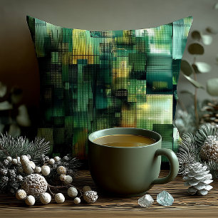 Personalized Green Abstract Name Pillow