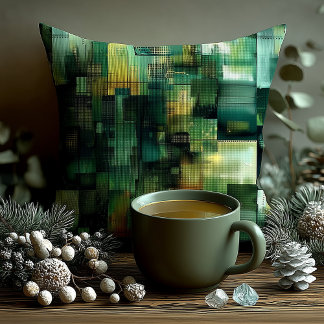 Personalized Green Abstract Name Pillow