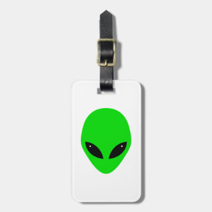 personalized Green Alien Head Luggage Tag