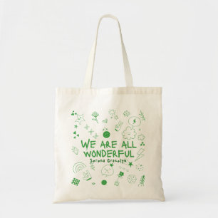 Personalized Green All Wonderful Doodle Coquette Tote Bag