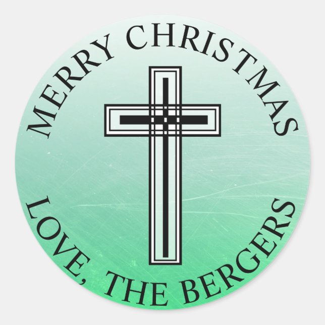 Personalized Green and Black Cross Stickers (Front)