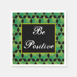 personalized green and black geometric patterned napkin